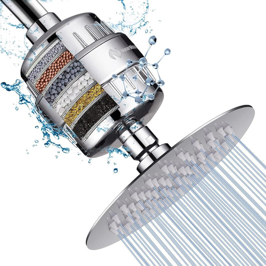 Transform Your Shower Experience: High Pressure Shower Head with 15 Stage Filter for Healthier Skin and Hair - Modern Chrome Design