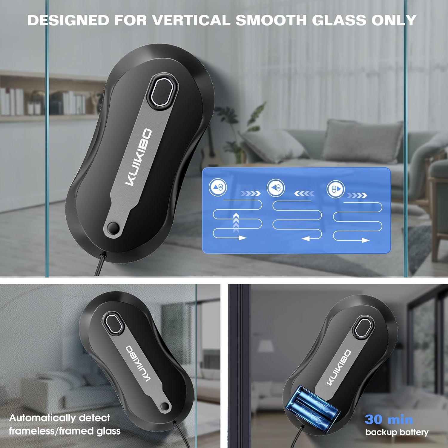 Revolutionize Your Cleaning Routine with the KUIKIBO S1 Window Cleaning Robot - Dual Water Spray, 3500Pa Suction Power, and AI Path Planning for Effortless Window Care!